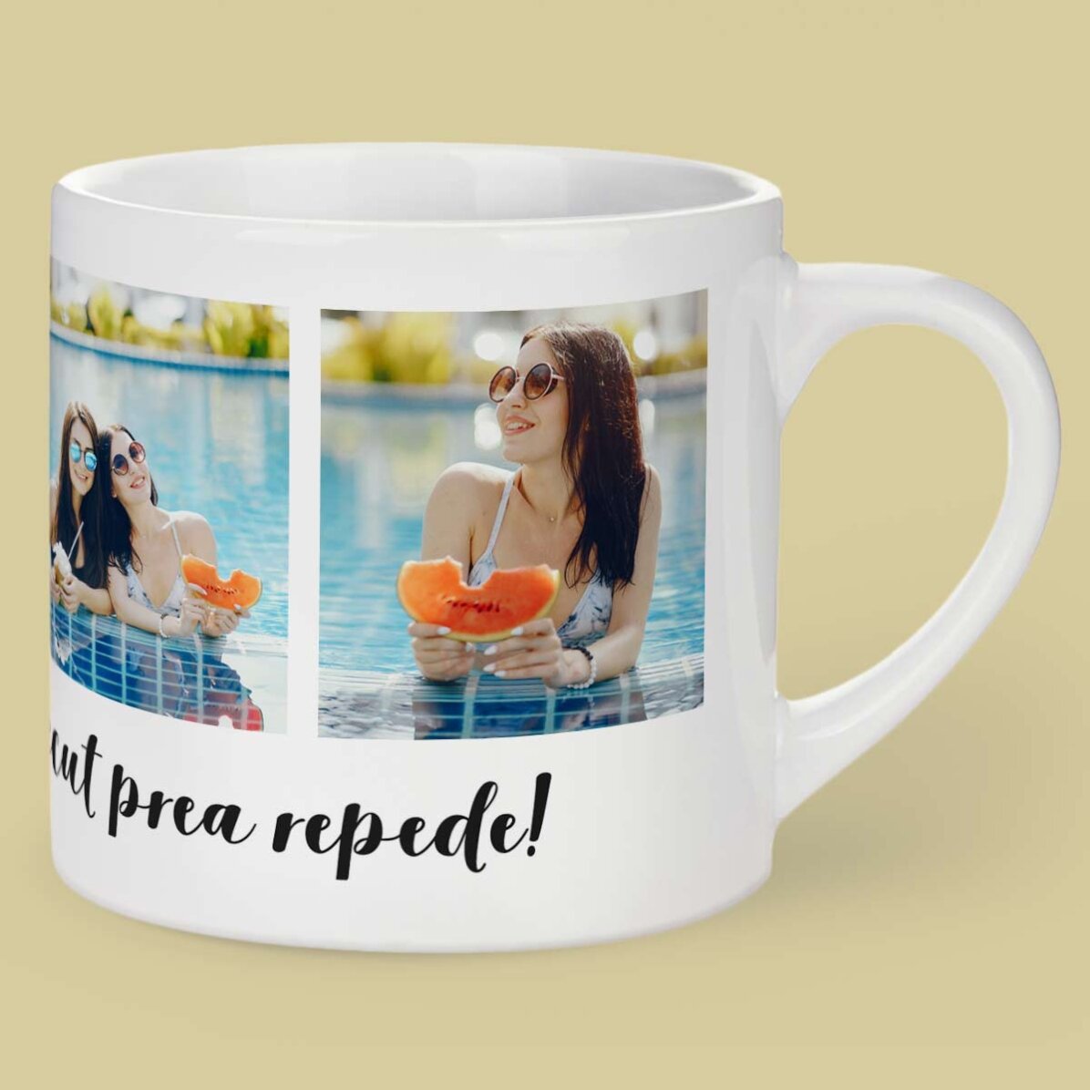 Gepersonaliseerd espressokopje met 4 foto’s en tekst