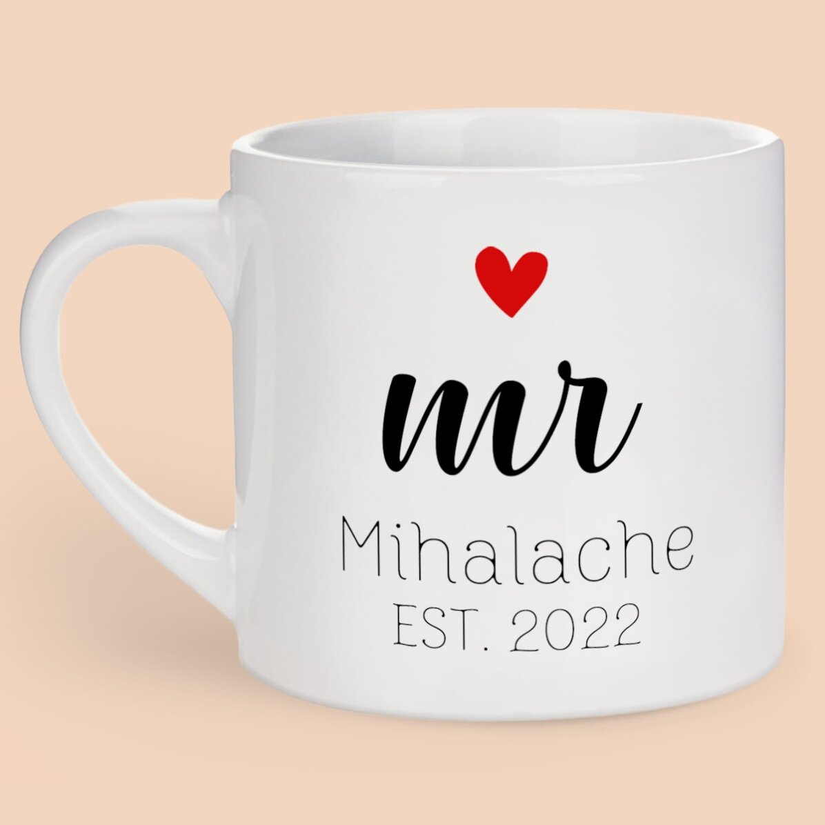 Gepersonaliseerde espressokop met tekst - Mrs & Mr