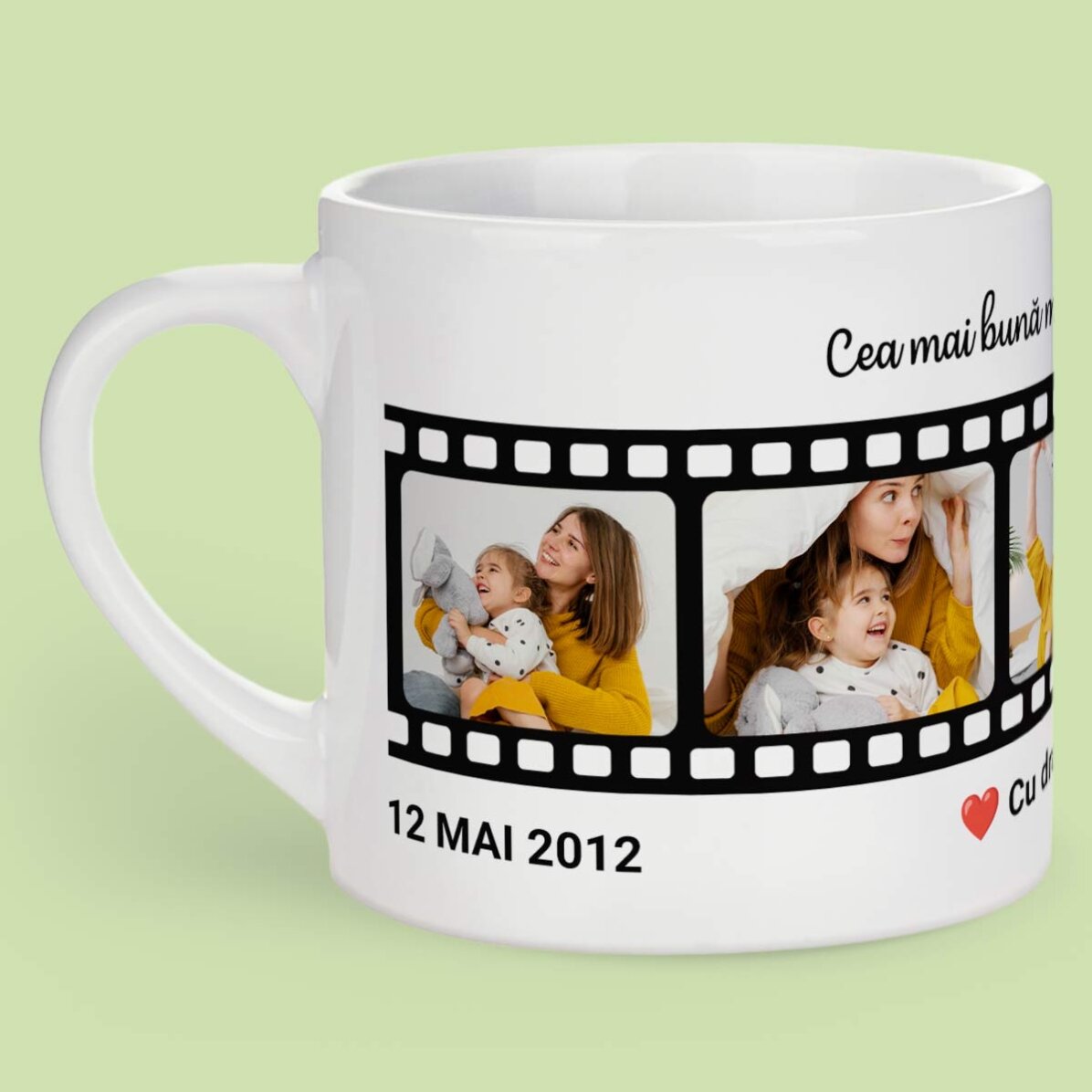 Gepersonaliseerde espressokop met tekst en 5 foto