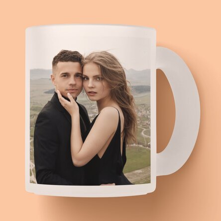 Gepersonaliseerde matte glazen mok met 2 foto