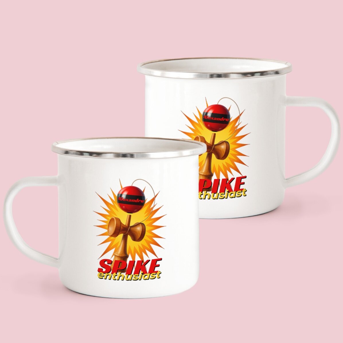 Tasse en métal émaillée personnalisée pour enfants - Spike Enthusiast