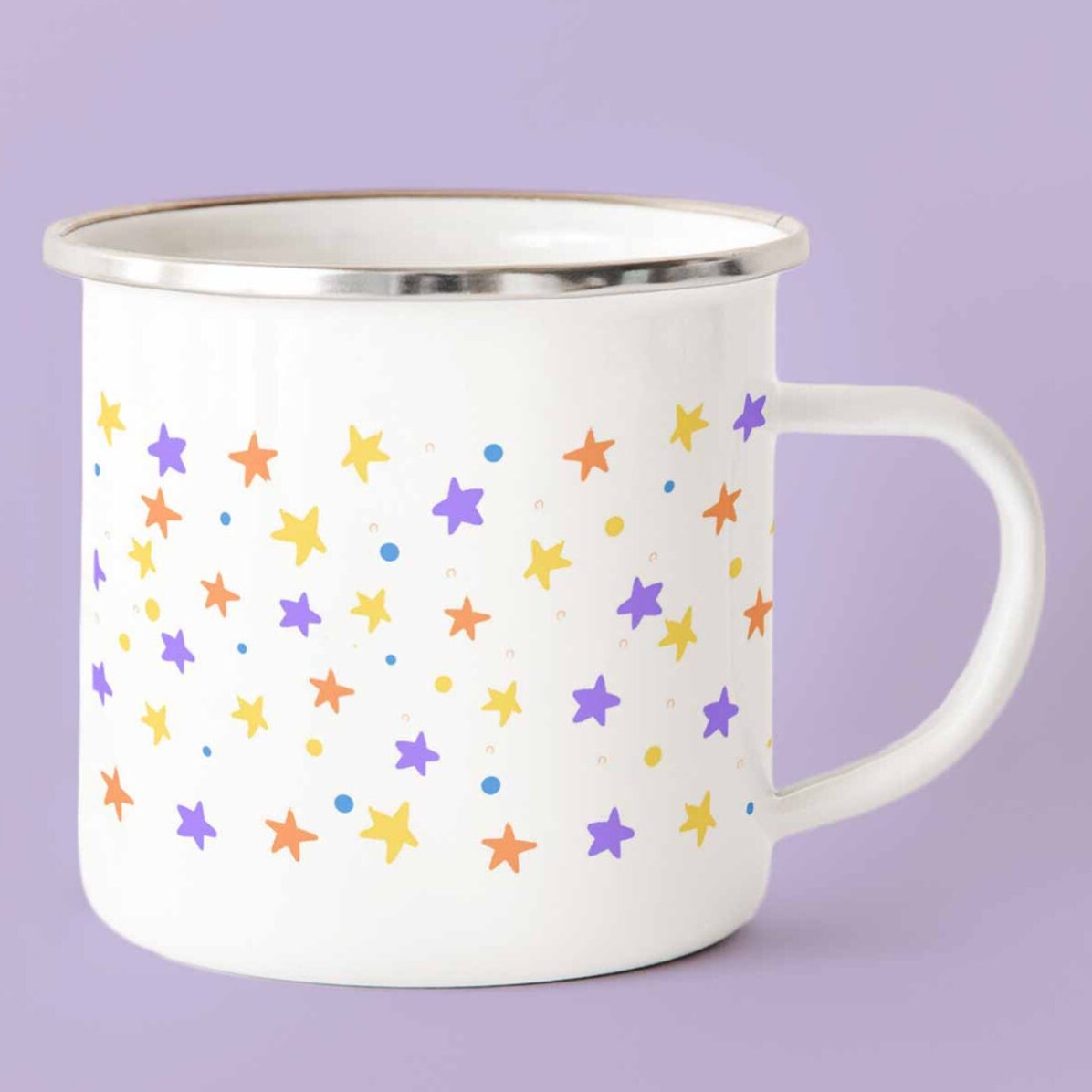 Tasse en métal émaillée avec inscription - Rainbow