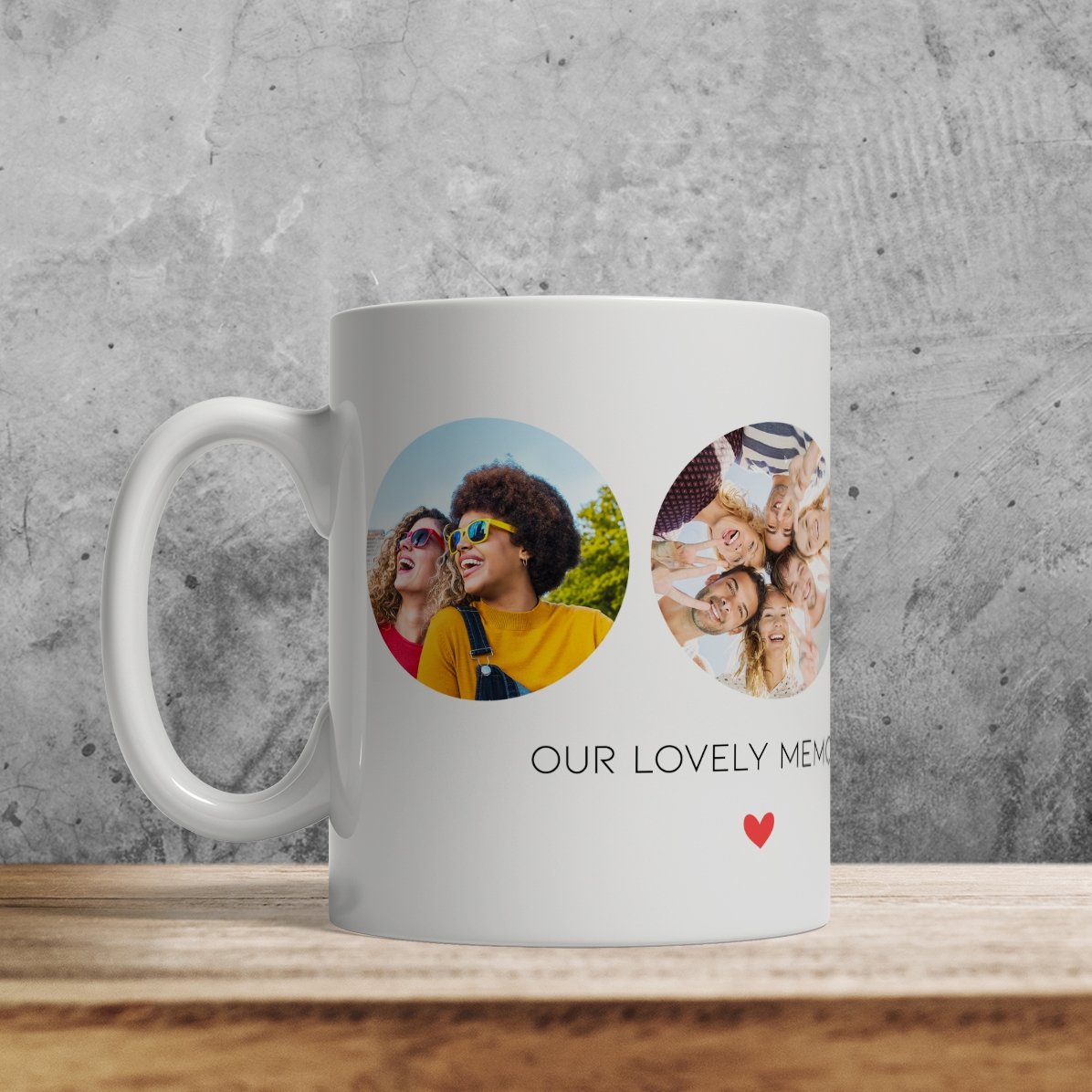Tasse personnalisée avec 3 photos et un texte - Des souvenirs inoubliables
