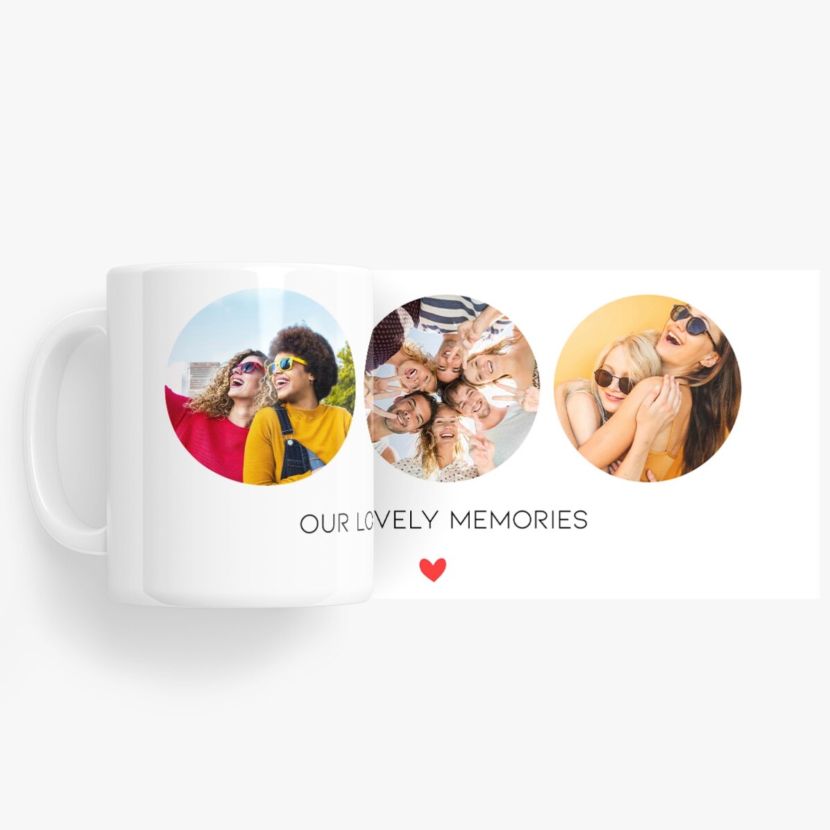 Tasse personnalisée avec 3 photos et un texte - Des souvenirs inoubliables