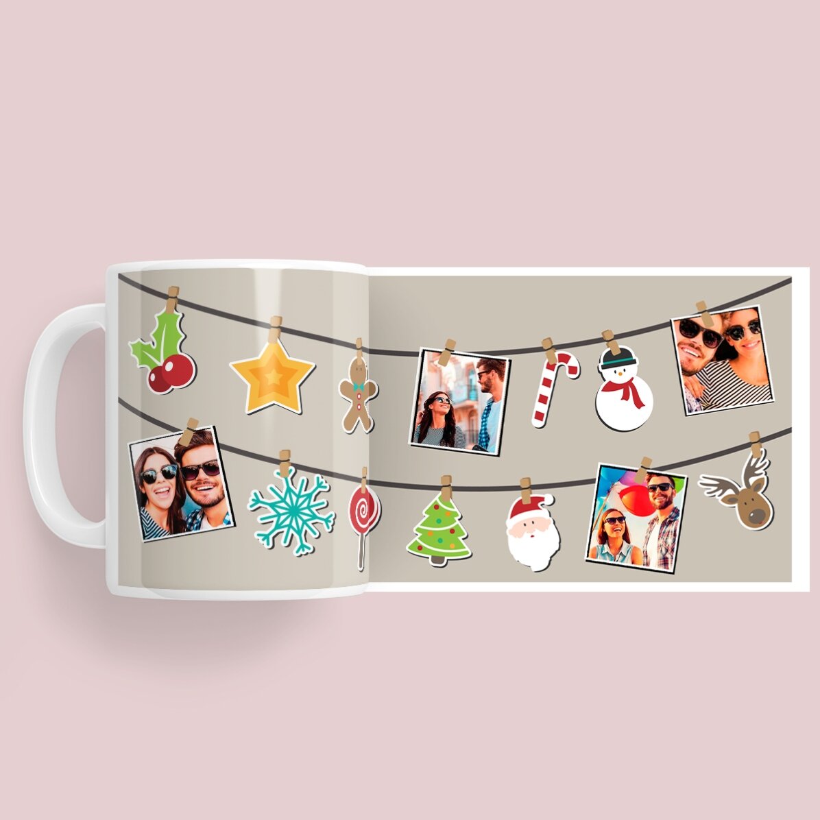 Gepersonaliseerde mok met 4 foto’s – kerstmodel