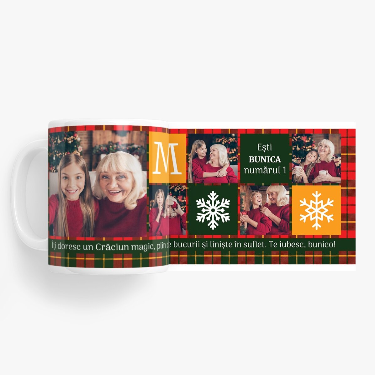 Gepersonaliseerde mok met 5 foto’s en tekst - Christmassy
