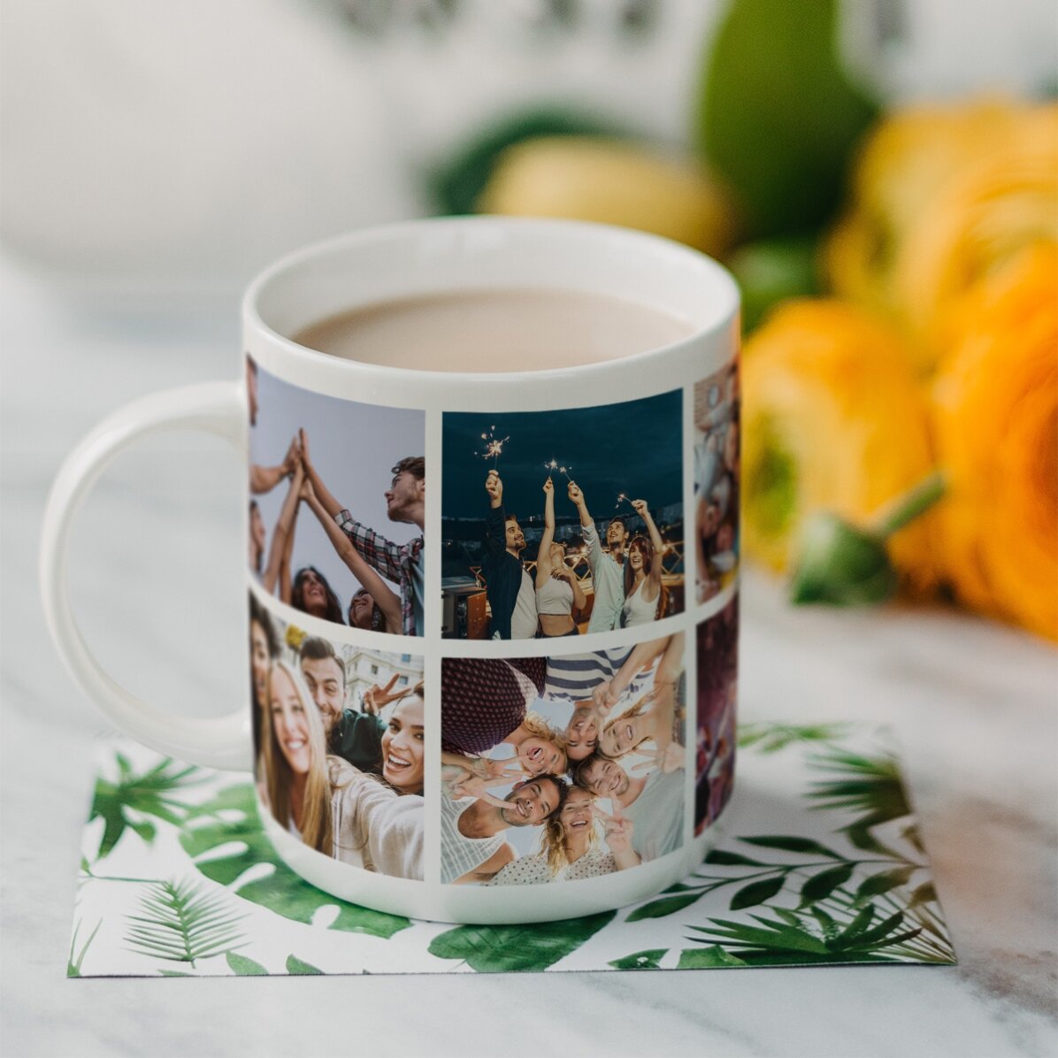 Tasse personnalisée avec 6 photos et un message