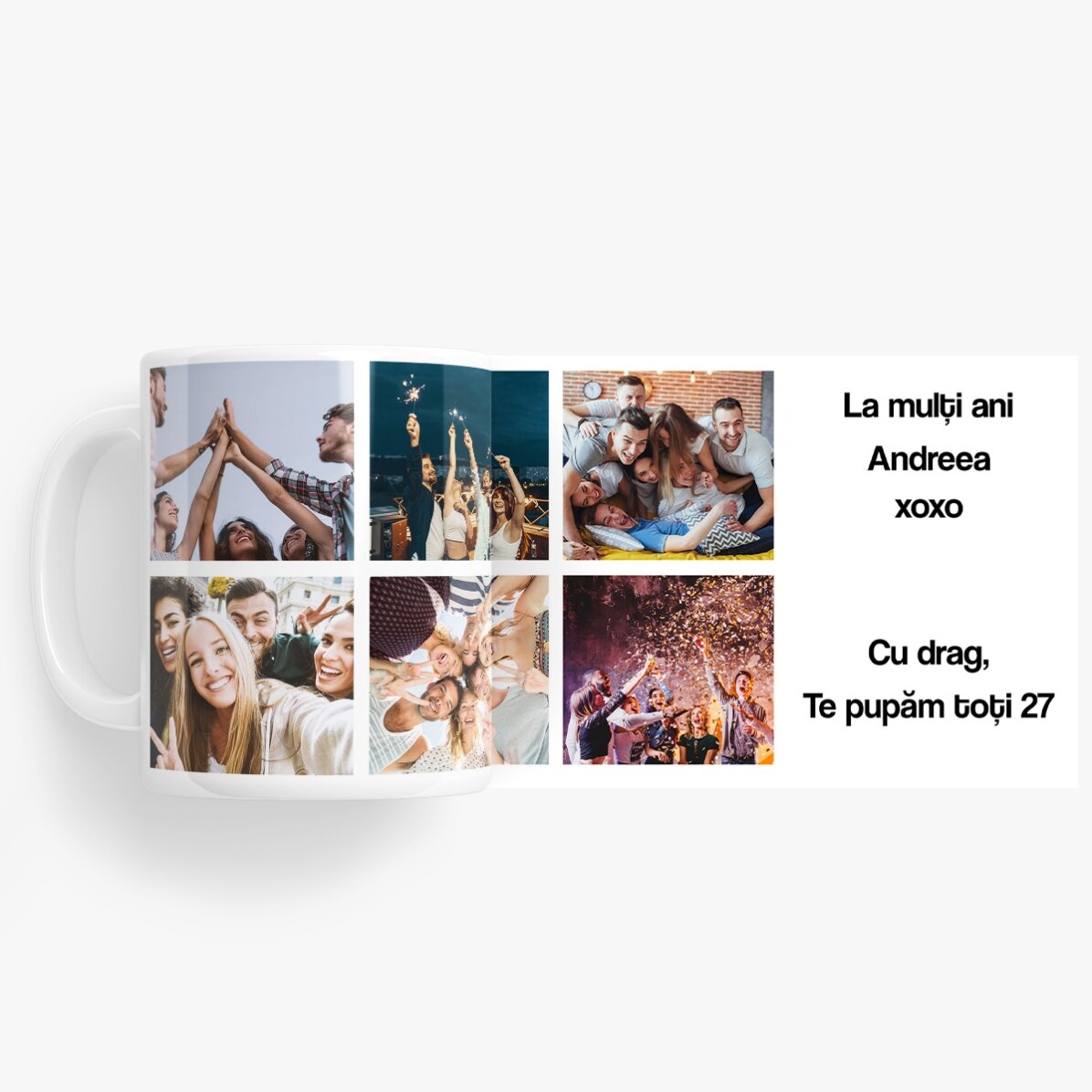 Tasse personnalisée avec 6 photos et un message