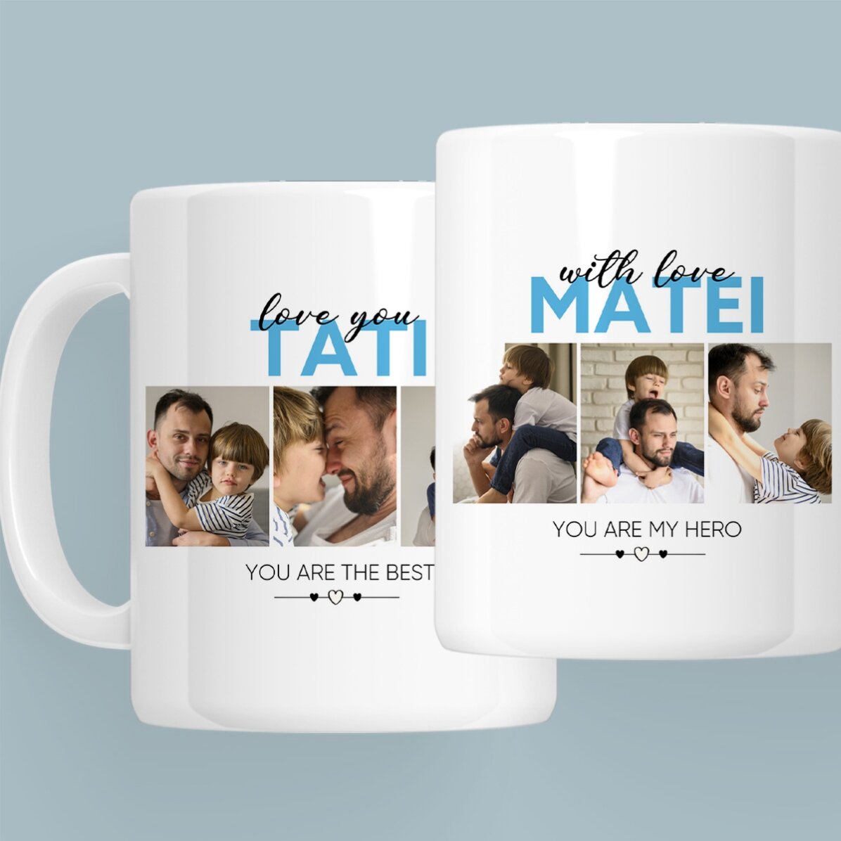 Tasse personnalisée avec 6 photos et un texte - With love