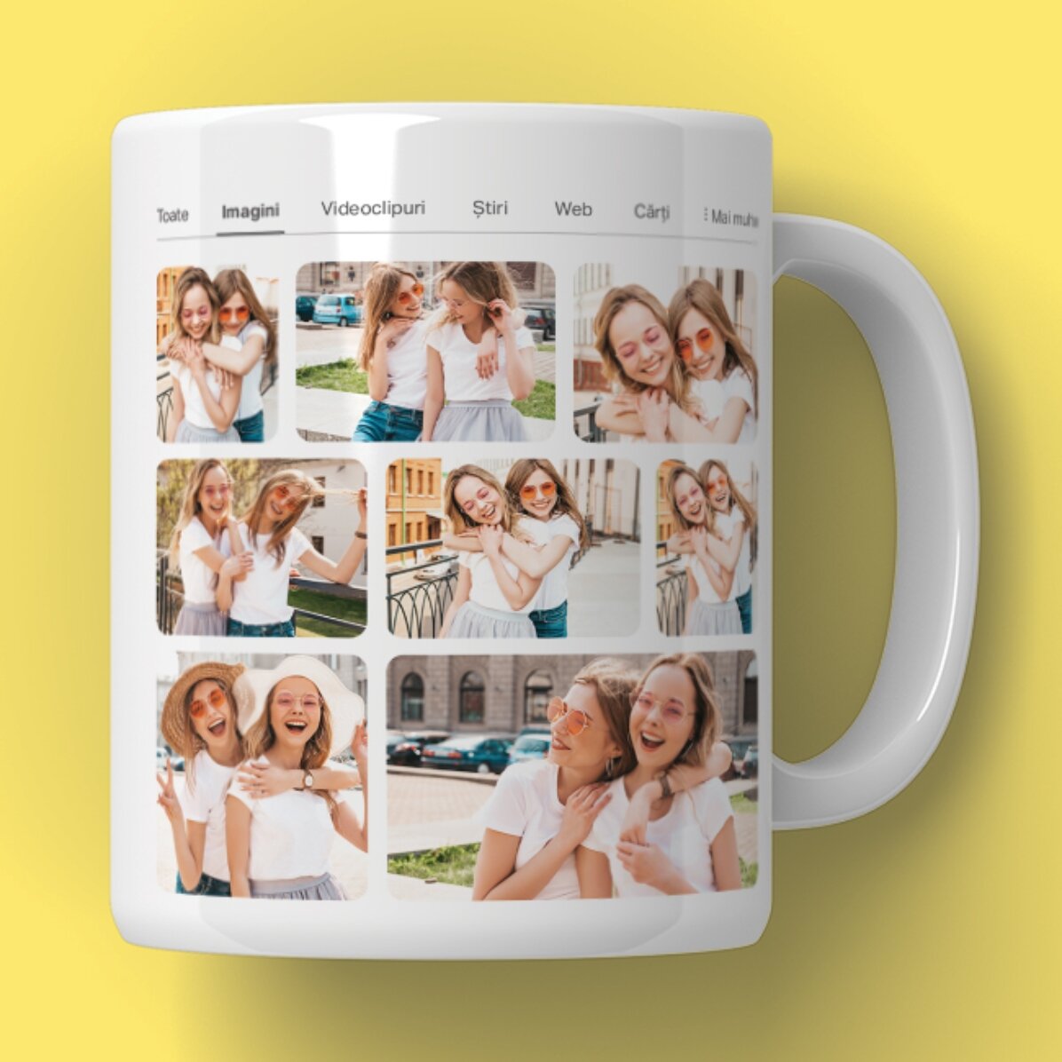 Tasse personnalisée avec 9 photos et un texte - Recherche