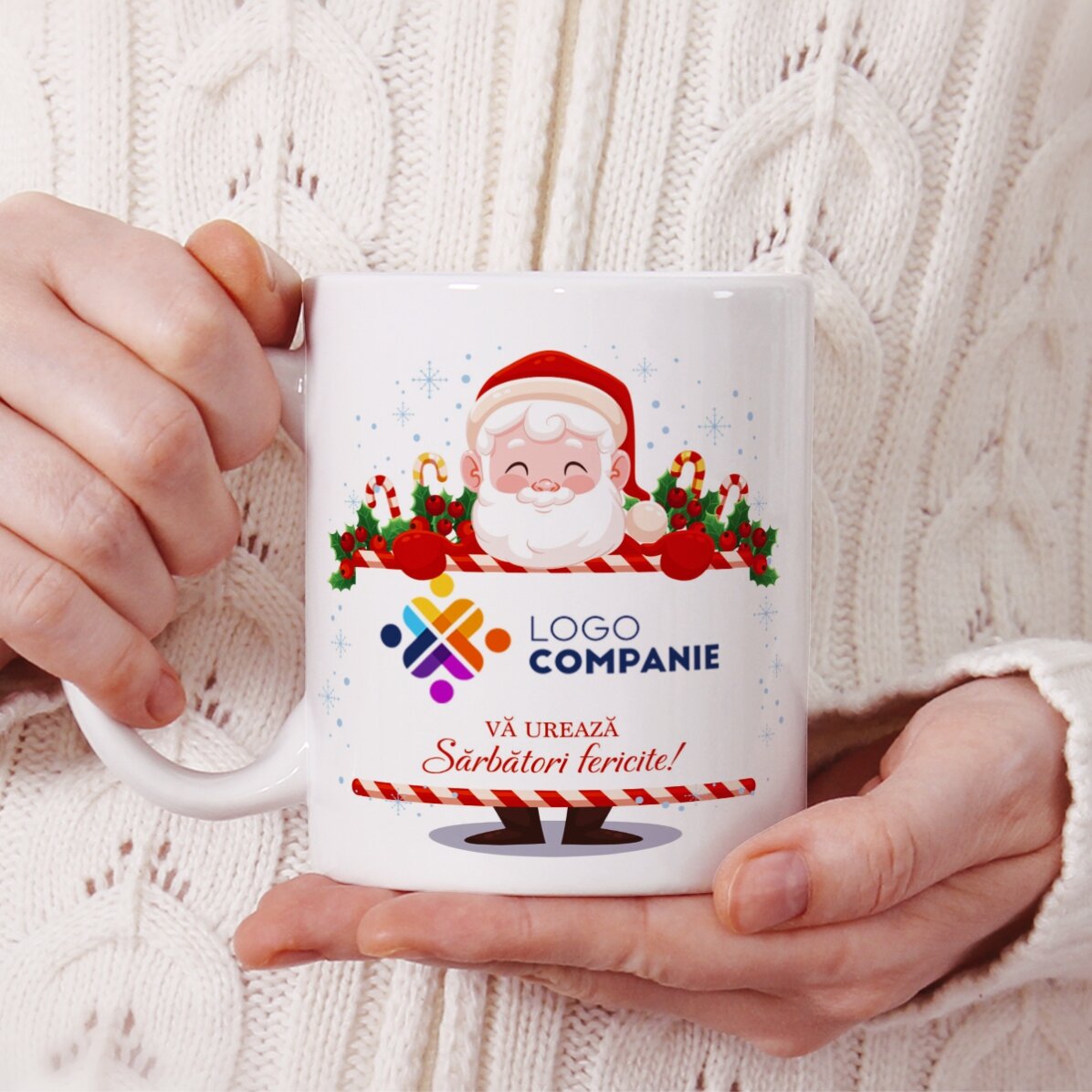 Gepersonaliseerde mok met logo en tekst - Kerstman