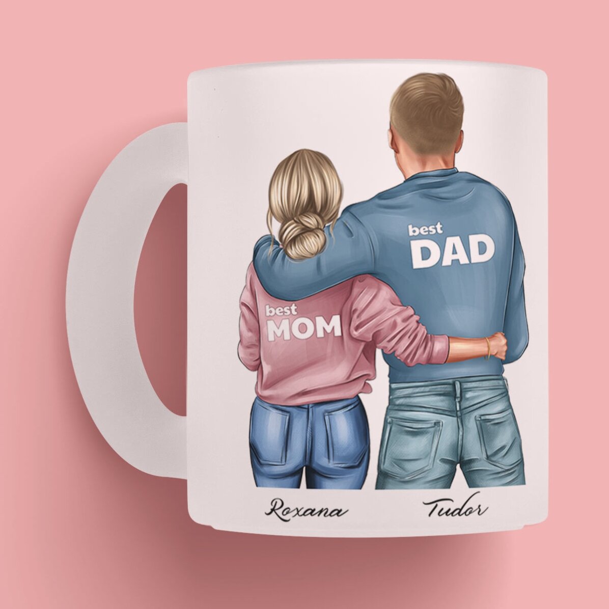 Gepersonaliseerde mok met naam - Mom & Dad