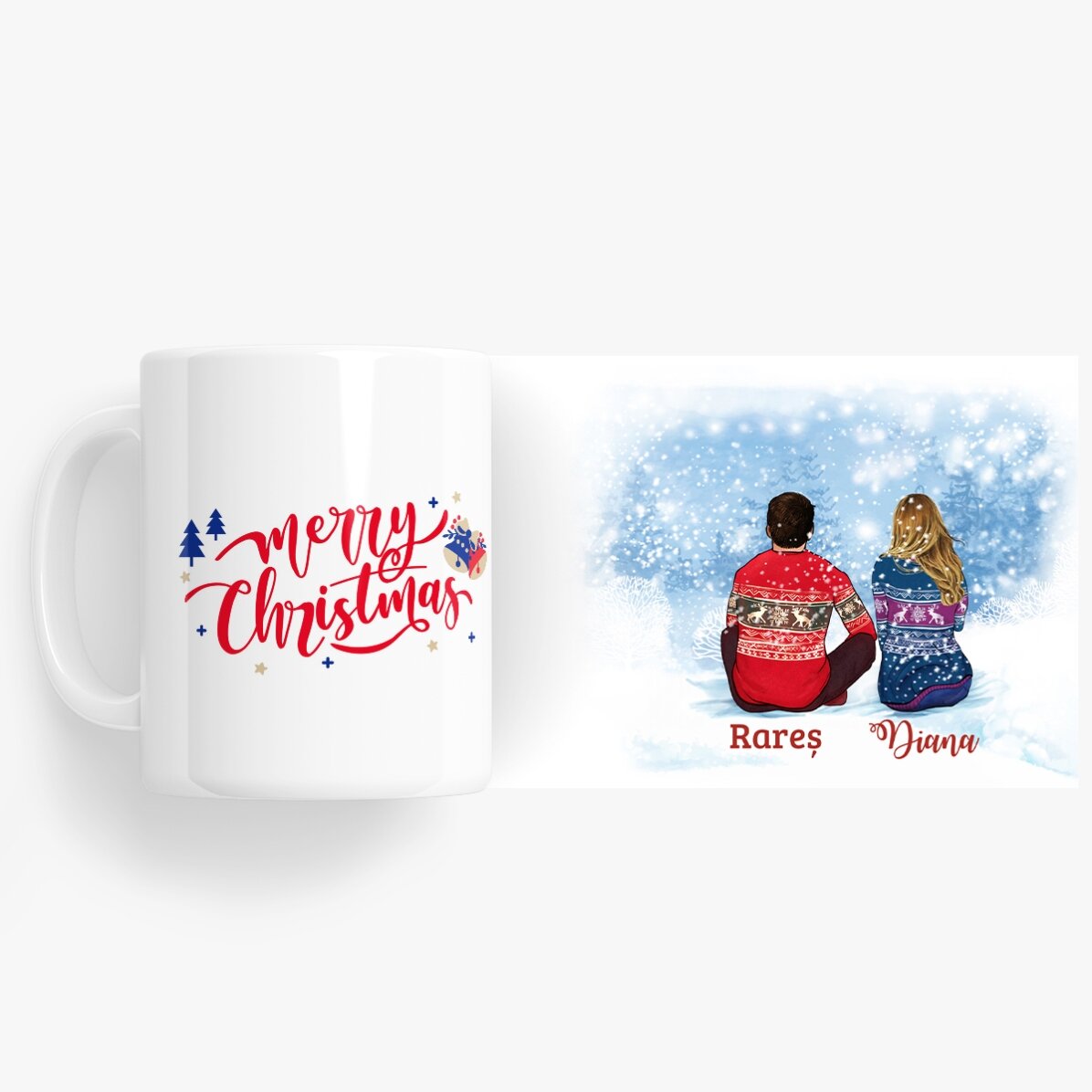 Gepersonaliseerde mok met naam voor koppels - Merry Christmas