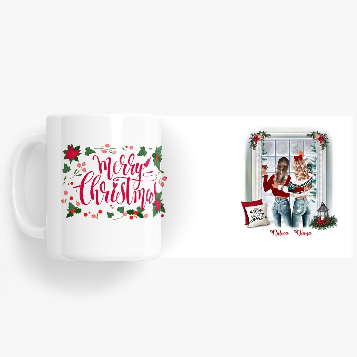 Gepersonaliseerde mok met naam voor vrienden - Merry Christmas