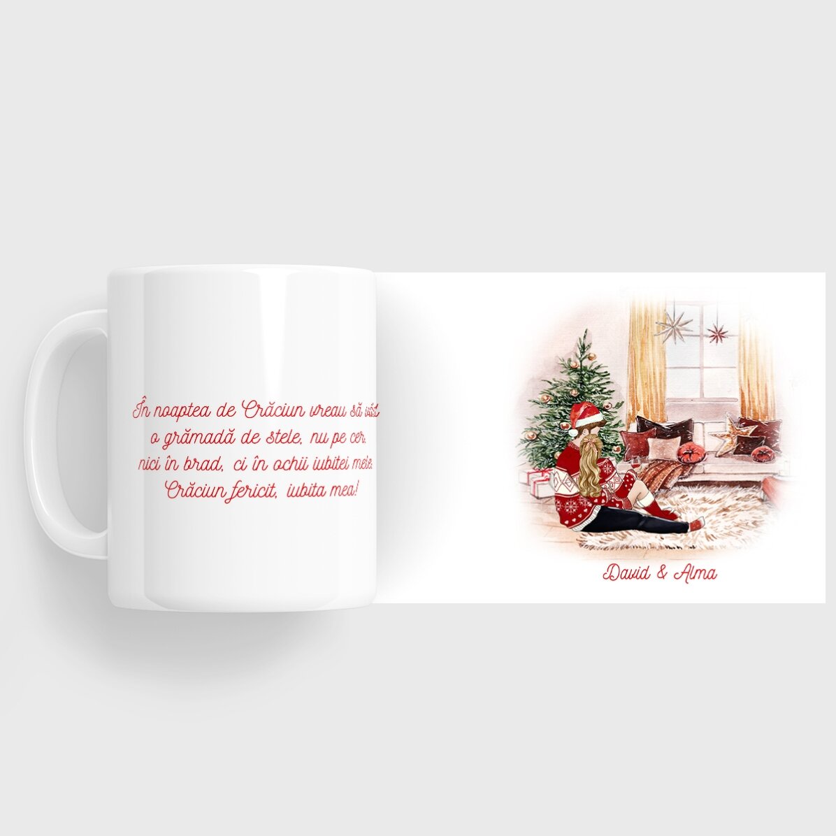 Gepersonaliseerde mok met naam en boodschap voor koppels - Onze prachtige kerst