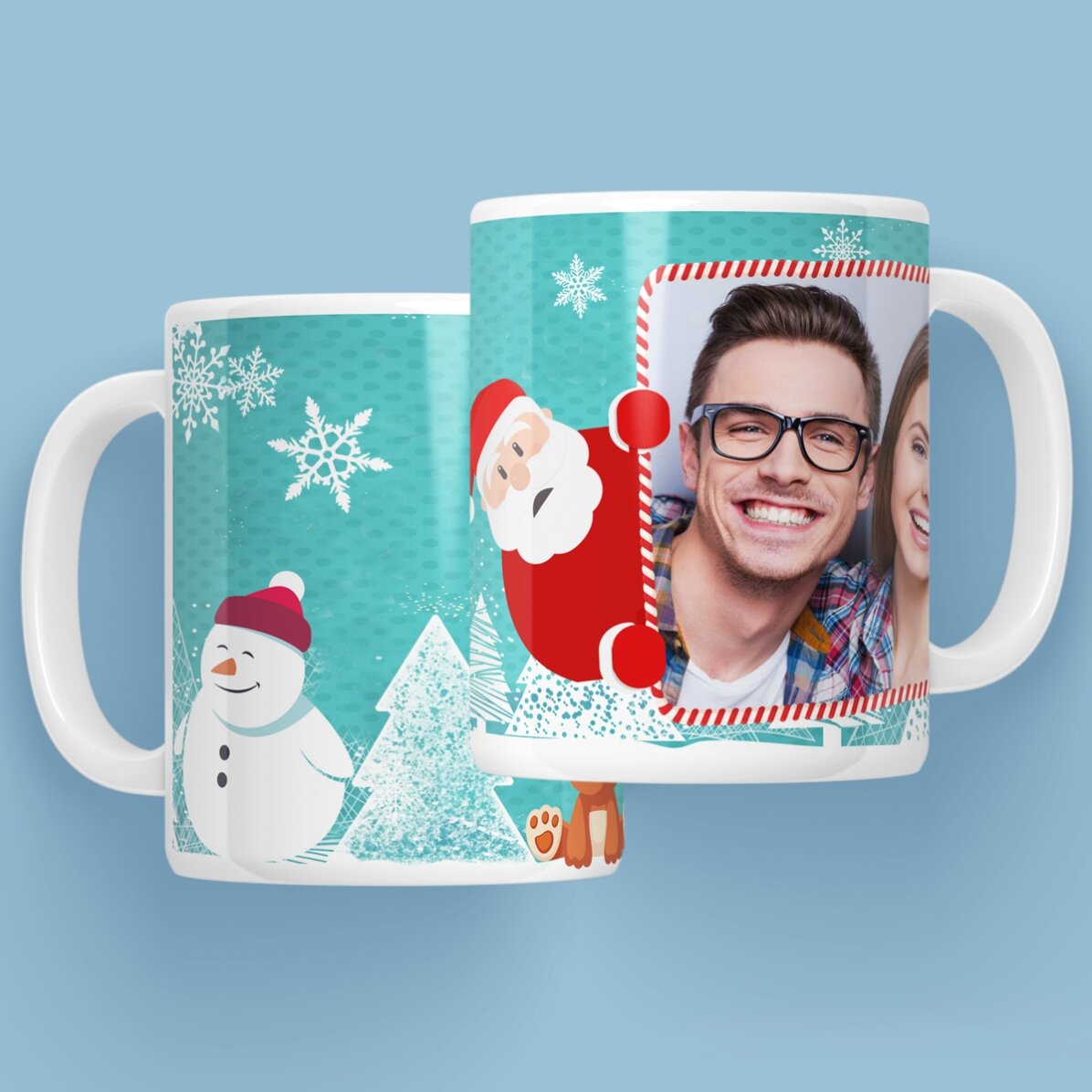 Gepersonaliseerde mok met een kerstfoto