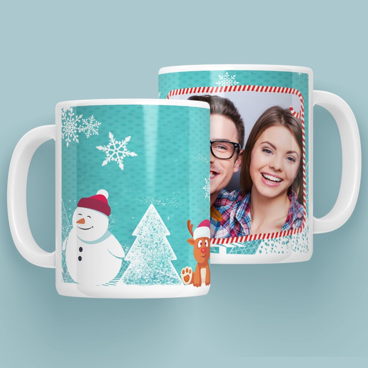 Gepersonaliseerde mok met een kerstfoto