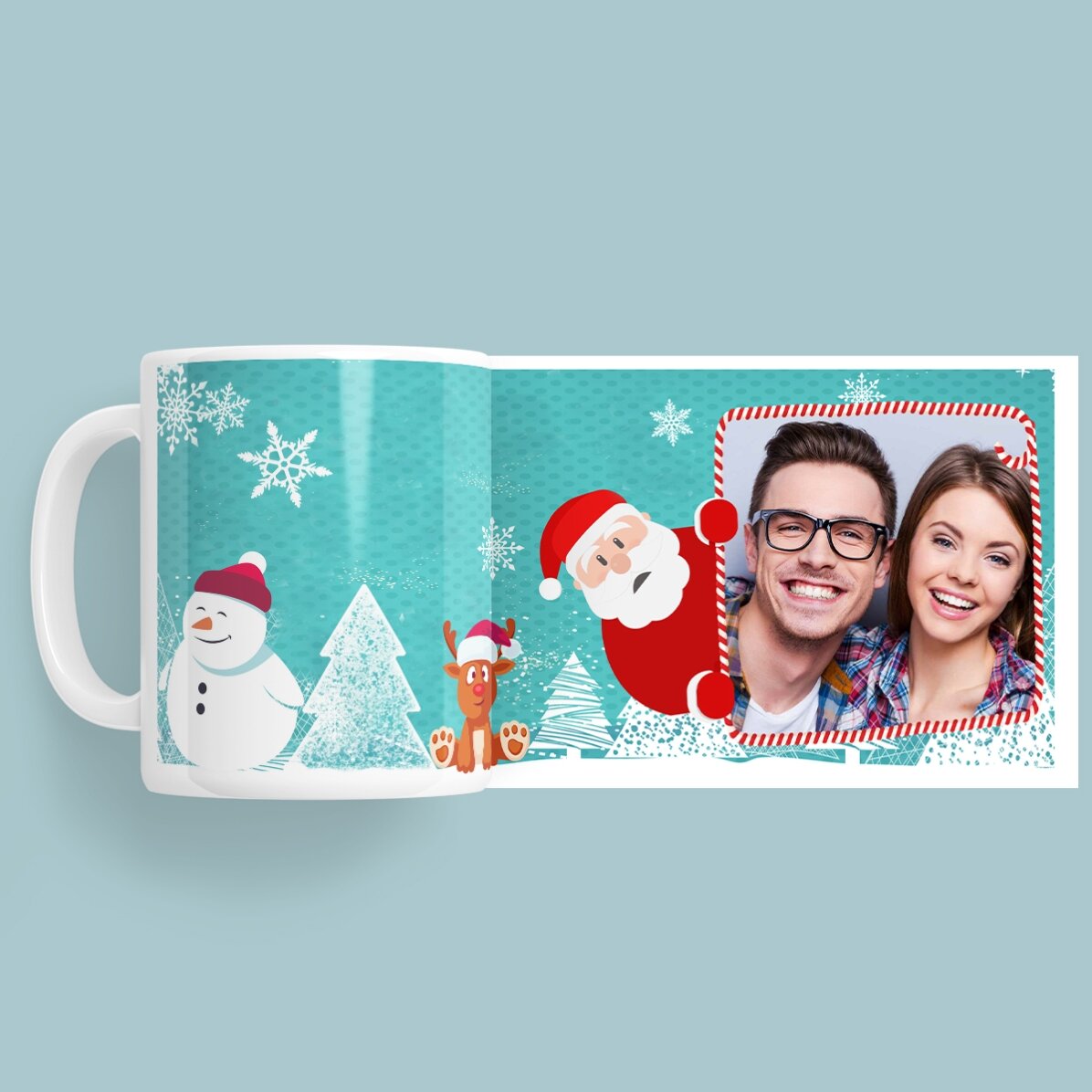 Gepersonaliseerde mok met een kerstfoto