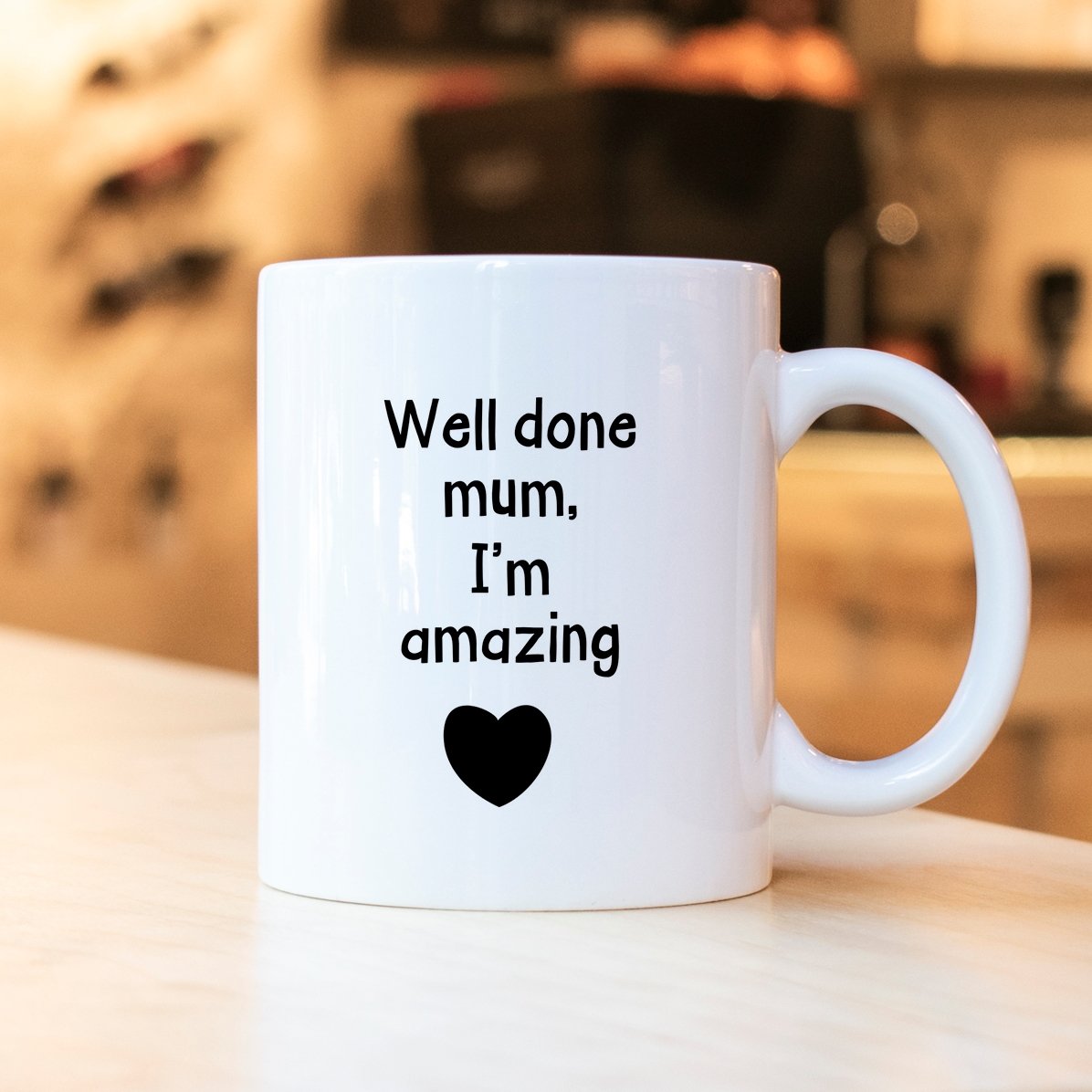 Tasse personnalisée avec une photo et un texte - « Well done mum »