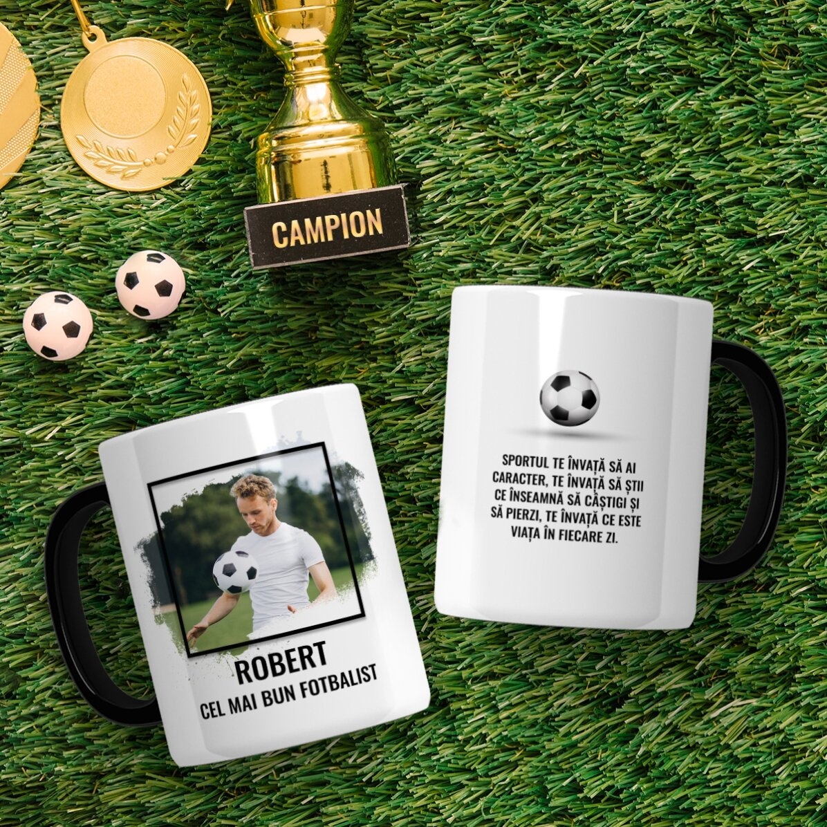 Gepersonaliseerde mok met foto en tekst - VOETBAL