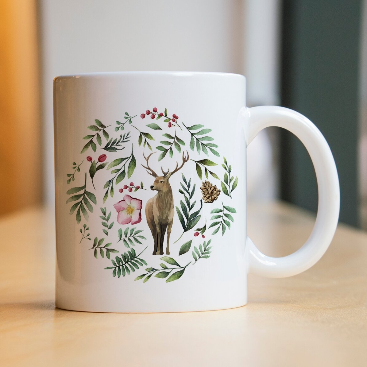 Gepersonaliseerde mok met rendier voor hem – kerstmodel