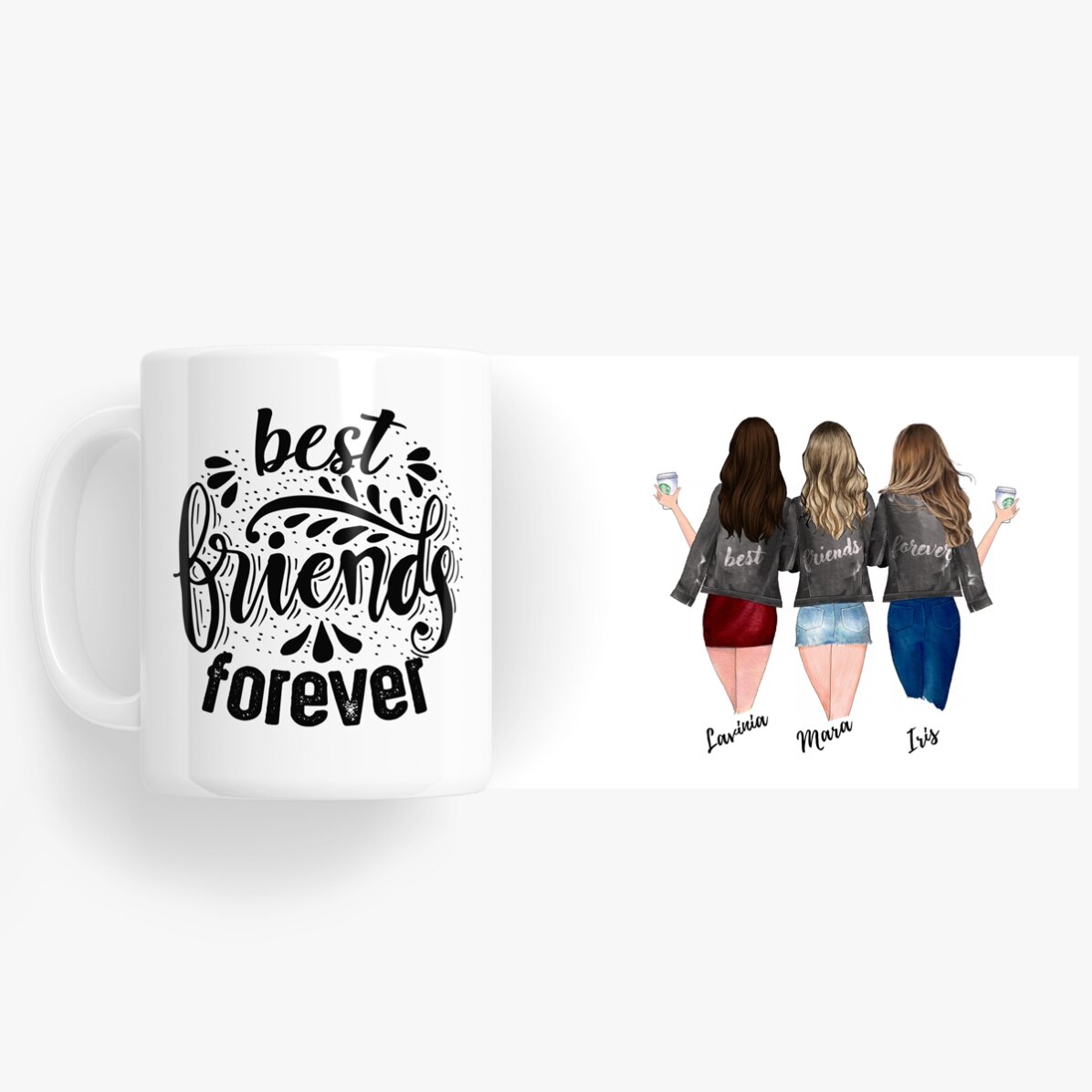 Gepersonaliseerde mok met tekst - 3 beste vrienden