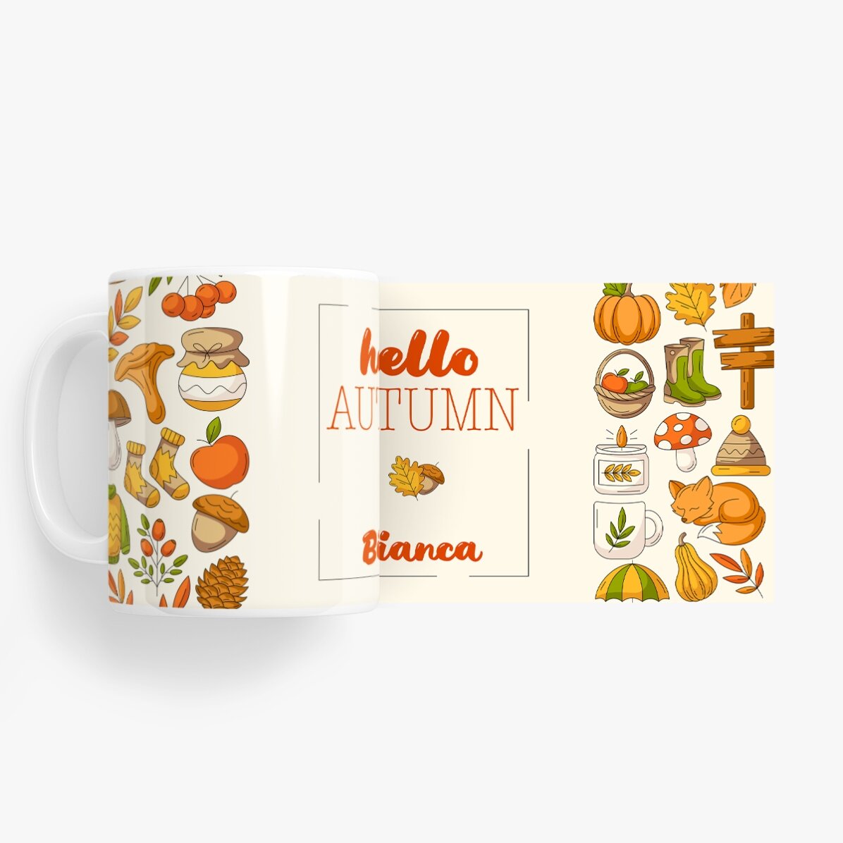 Gepersonaliseerde mok met tekst - Hello Autumn