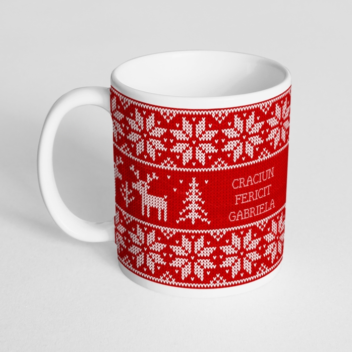 Gepersonaliseerde mok met tekst – kerstmotief