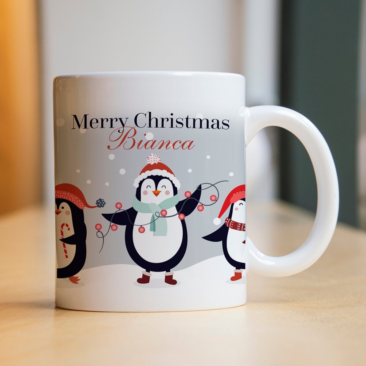 Gepersonaliseerde mok met tekst - Pinguïns