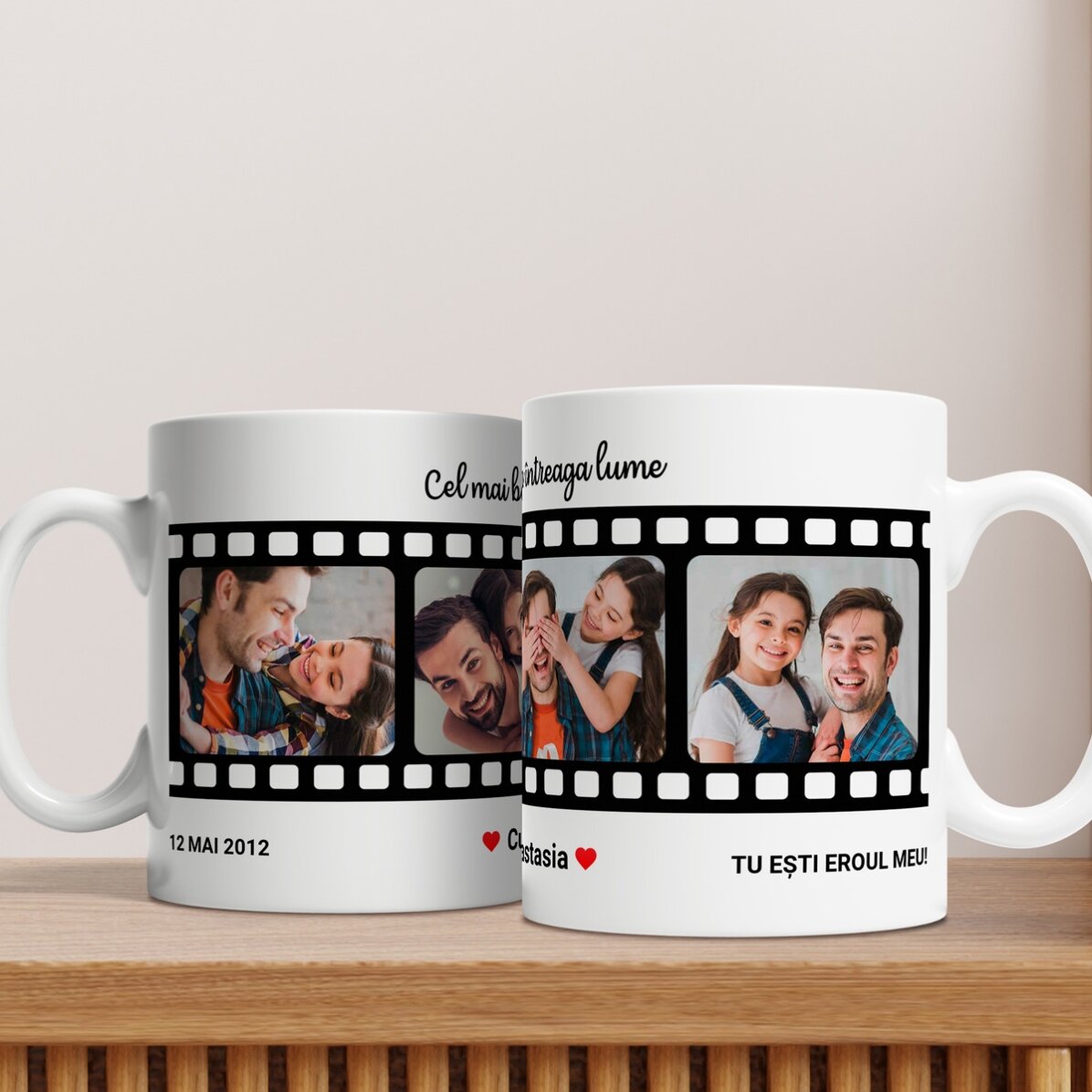 Tasse personnalisée avec un texte et 4 photos - Vos souvenirs les plus chers