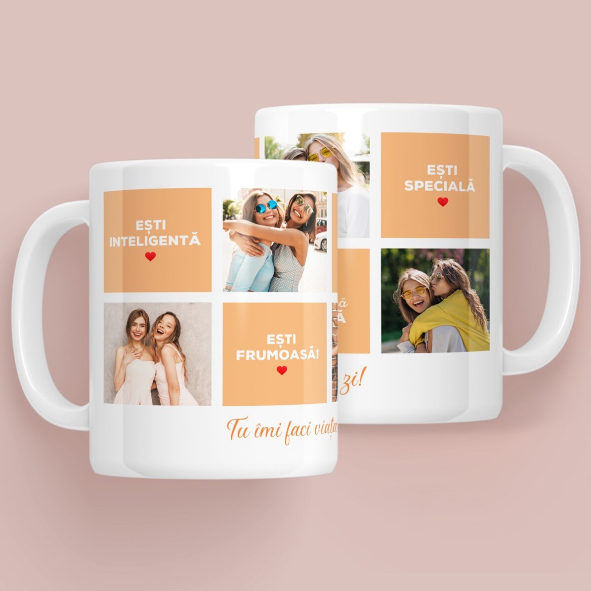 Gepersonaliseerde mok met tekst en 5 foto