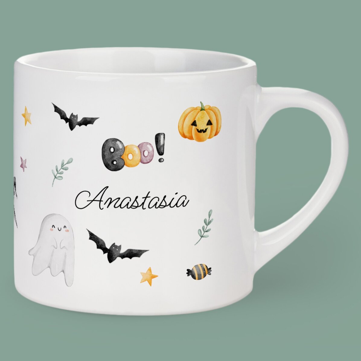 Gepersonaliseerde kinderbeker met tekst - Halloween