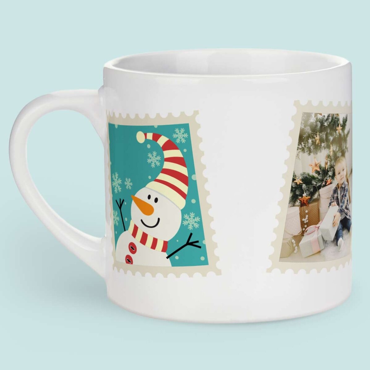 Gepersonaliseerde kinderbeker met een foto - Christmas stamp