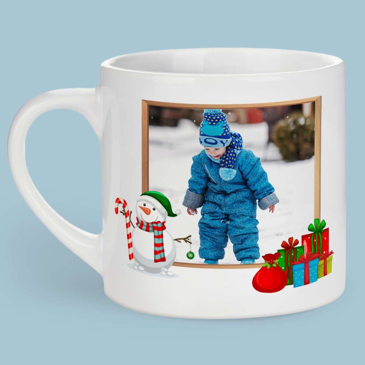 Gepersonaliseerde drinkbeker voor kinderen met een foto - Sneeuwpop