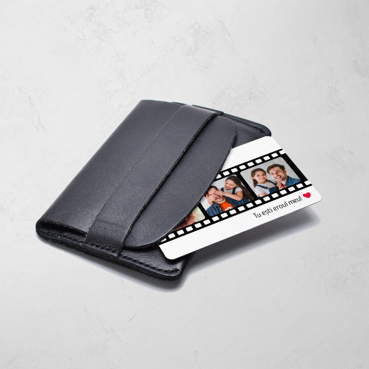Carte en aluminium personnalisée recto-verso avec 3 photos et un message