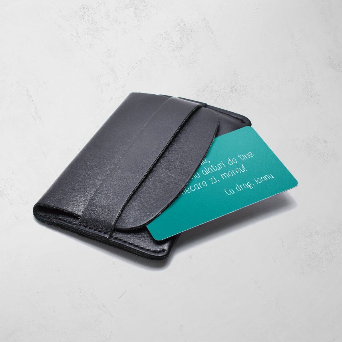 Carte en aluminium personnalisée recto-verso avec une photo et un message