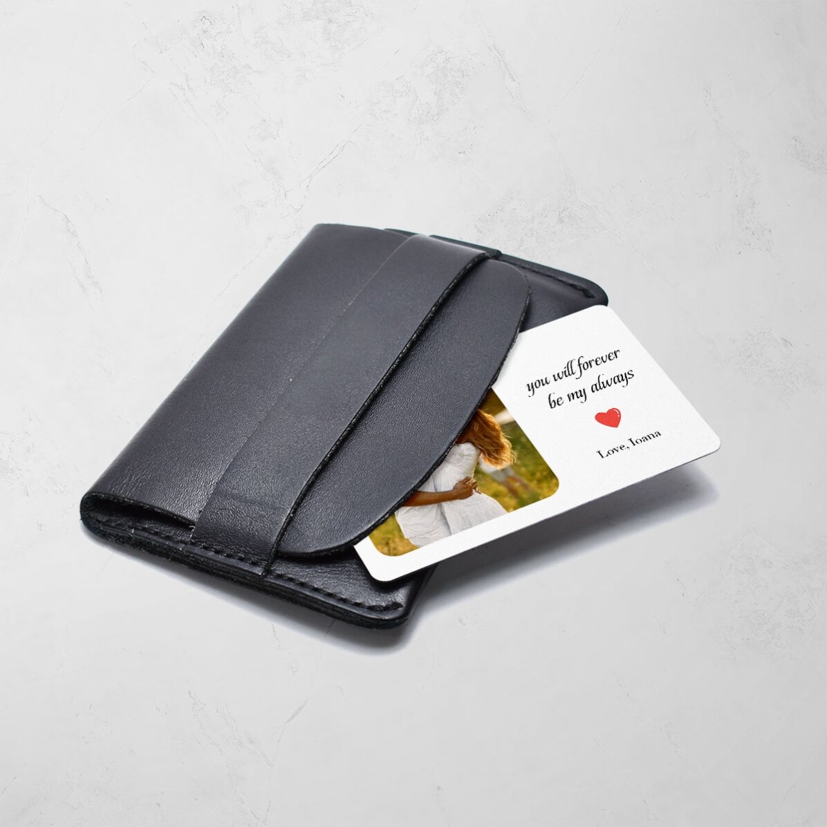Carte en aluminium personnalisée recto-verso avec une photo et un texte - Hearts