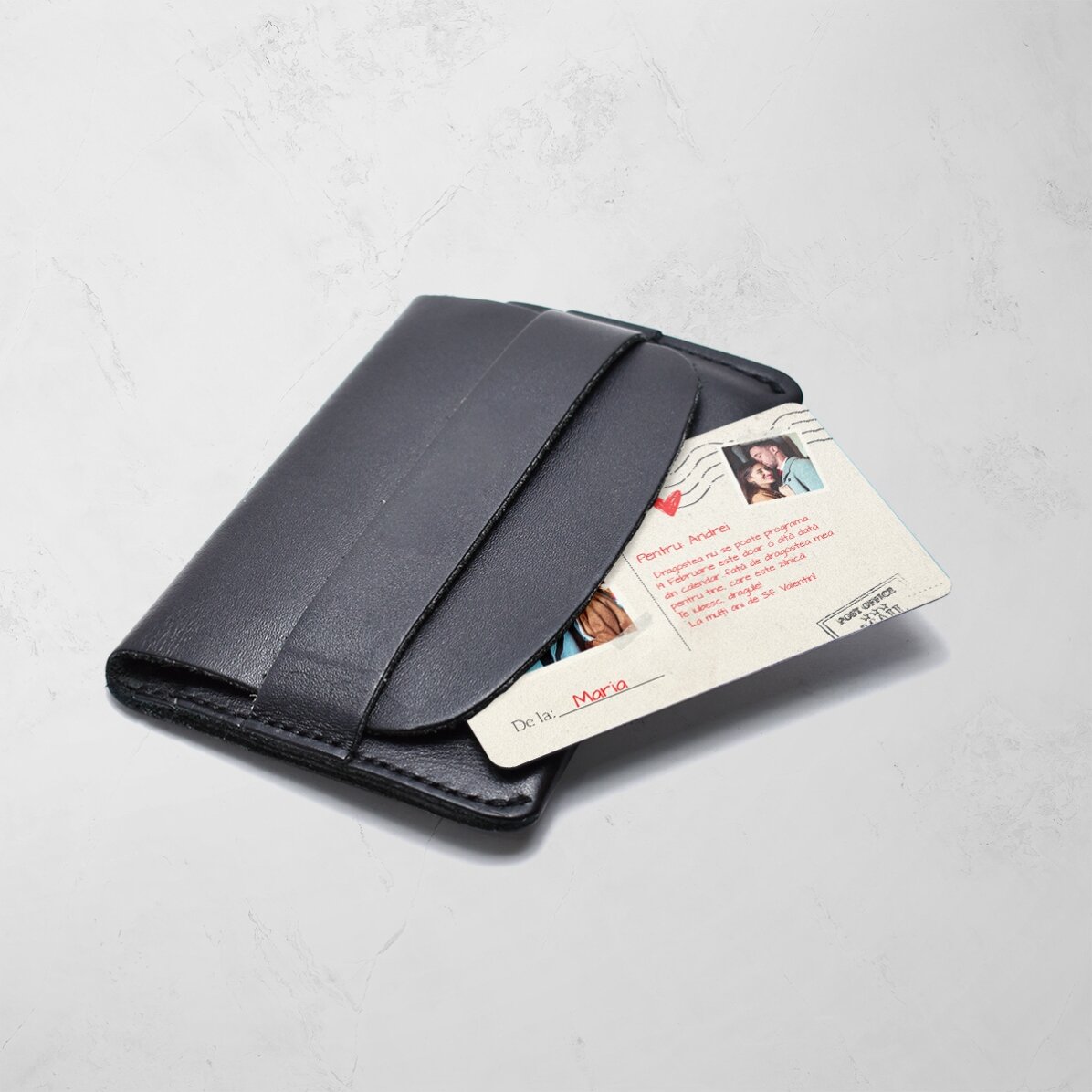 Carte en aluminium personnalisée recto-verso avec texte et deux photos - Carte postale
