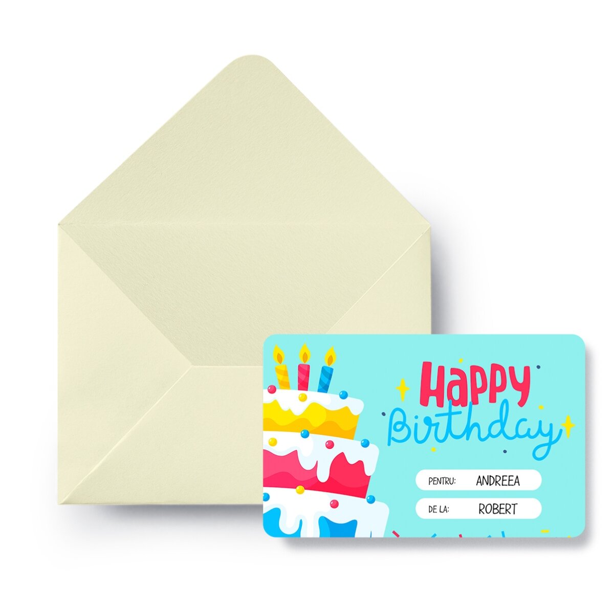 Gepersonaliseerde, aan beide zijden krabbare aluminiumkaart met tekst - Happy Birthday