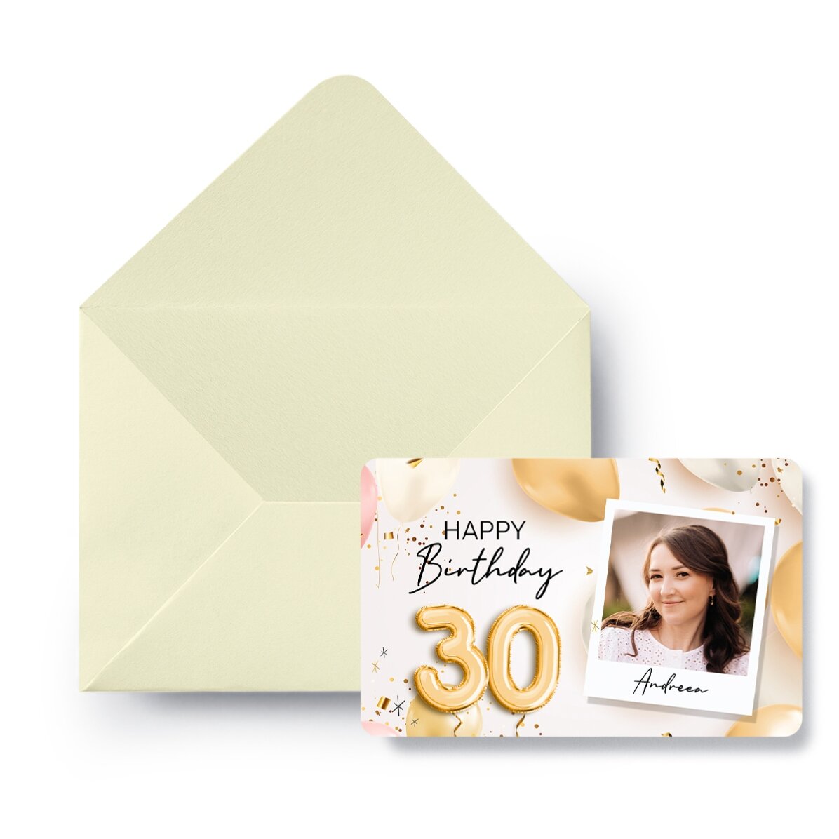 Gepersonaliseerde, aan beide zijden krabbare aluminiumkaart met foto en boodschap - Happy Birthday