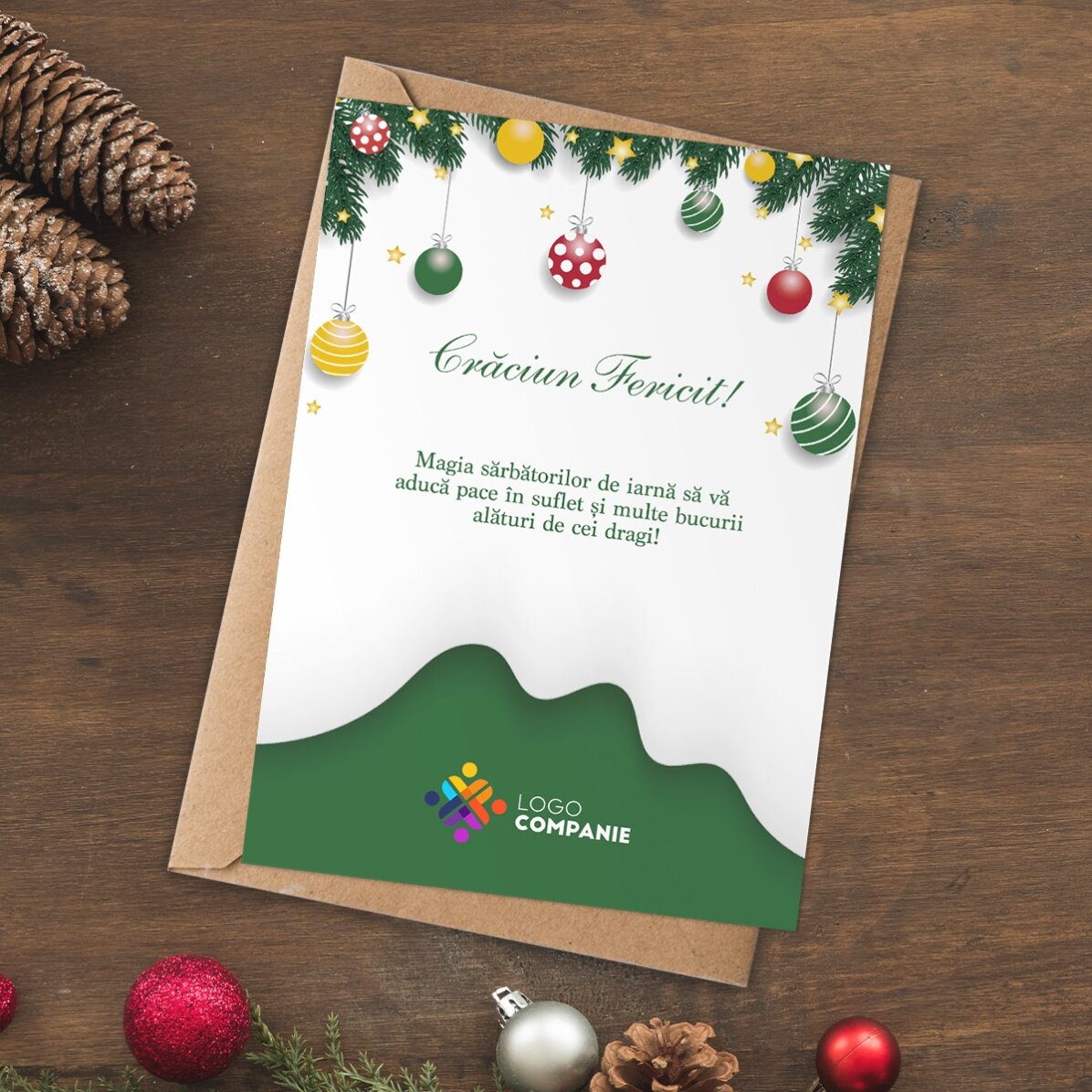 Gepersonaliseerde kaart met logo en tekst - Kerstkaart