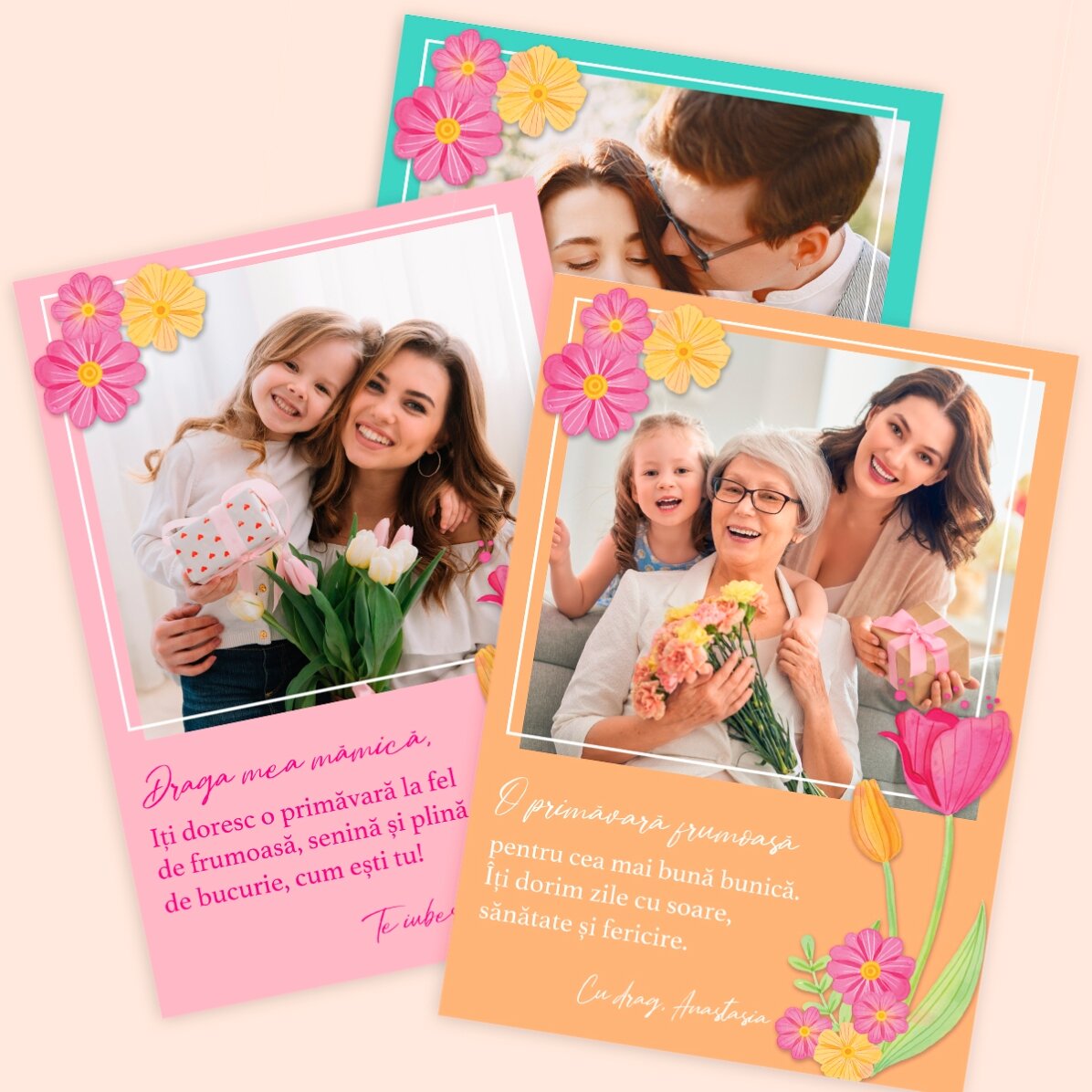 Gepersonaliseerde kaart met een foto en tekst - Lente