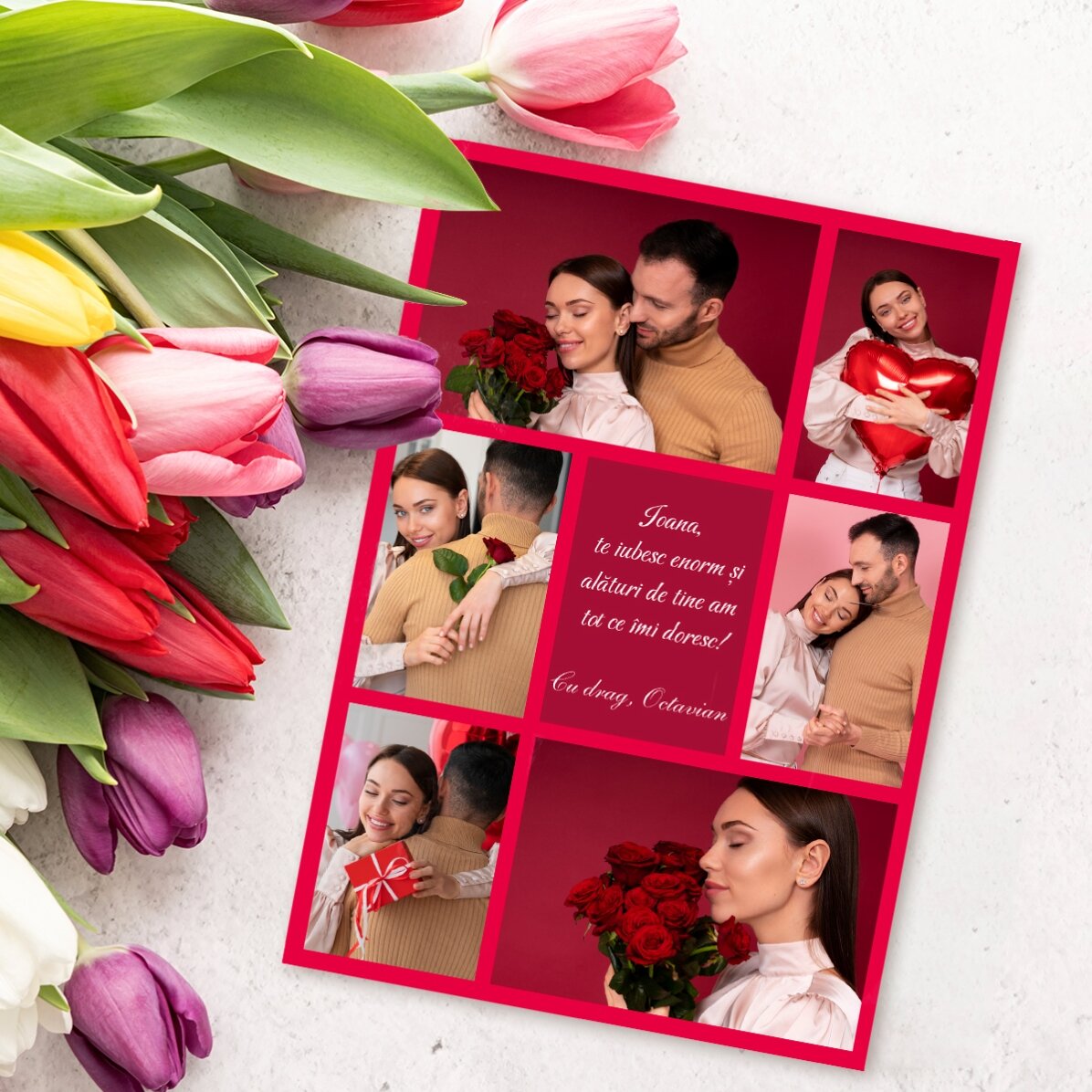Carte personnalisée avec photos et message - Avec toute mon affection
