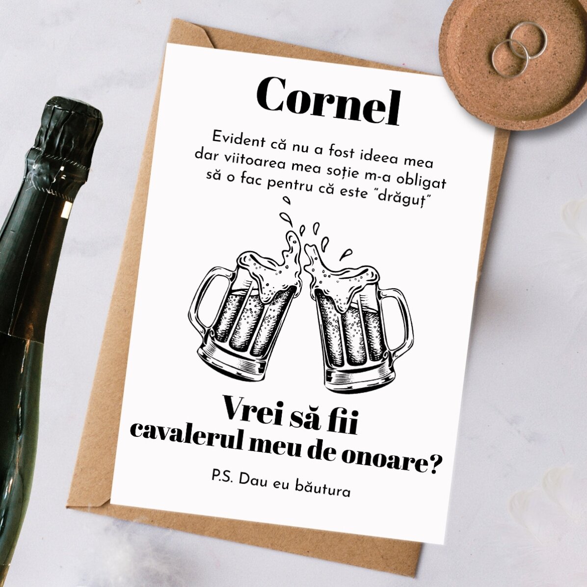 Carte personnalisée avec texte - Invitation pour le témoin