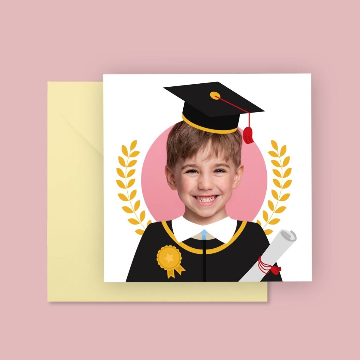 Gepersonaliseerde vierkante kaart met een foto - Afstuderen