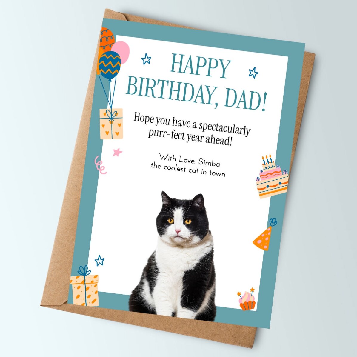 Carte personnalisée avec un message et une photo de votre animal de compagnie - Joyeux anniversaire 