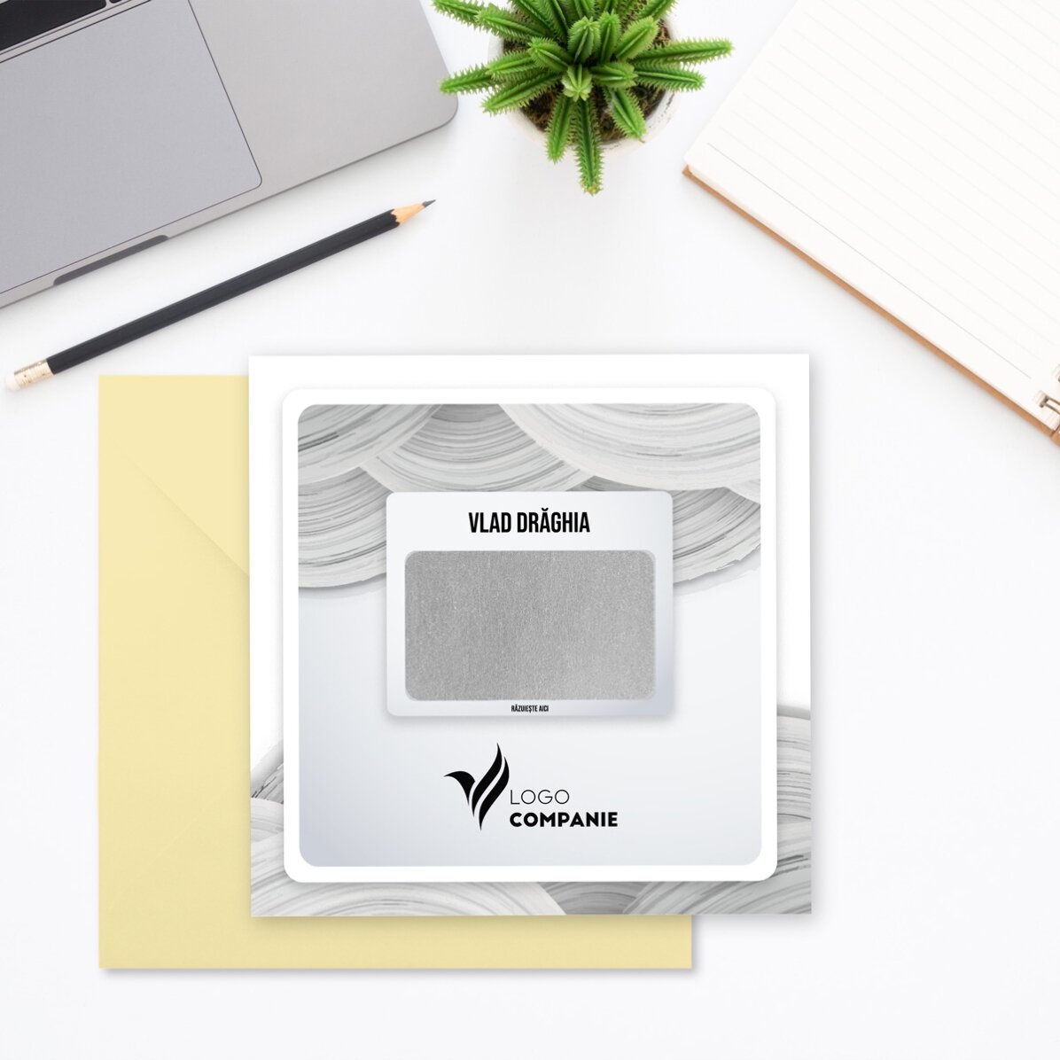 Gepersonaliseerde kraskaart met logo en tekst - White Welcome
