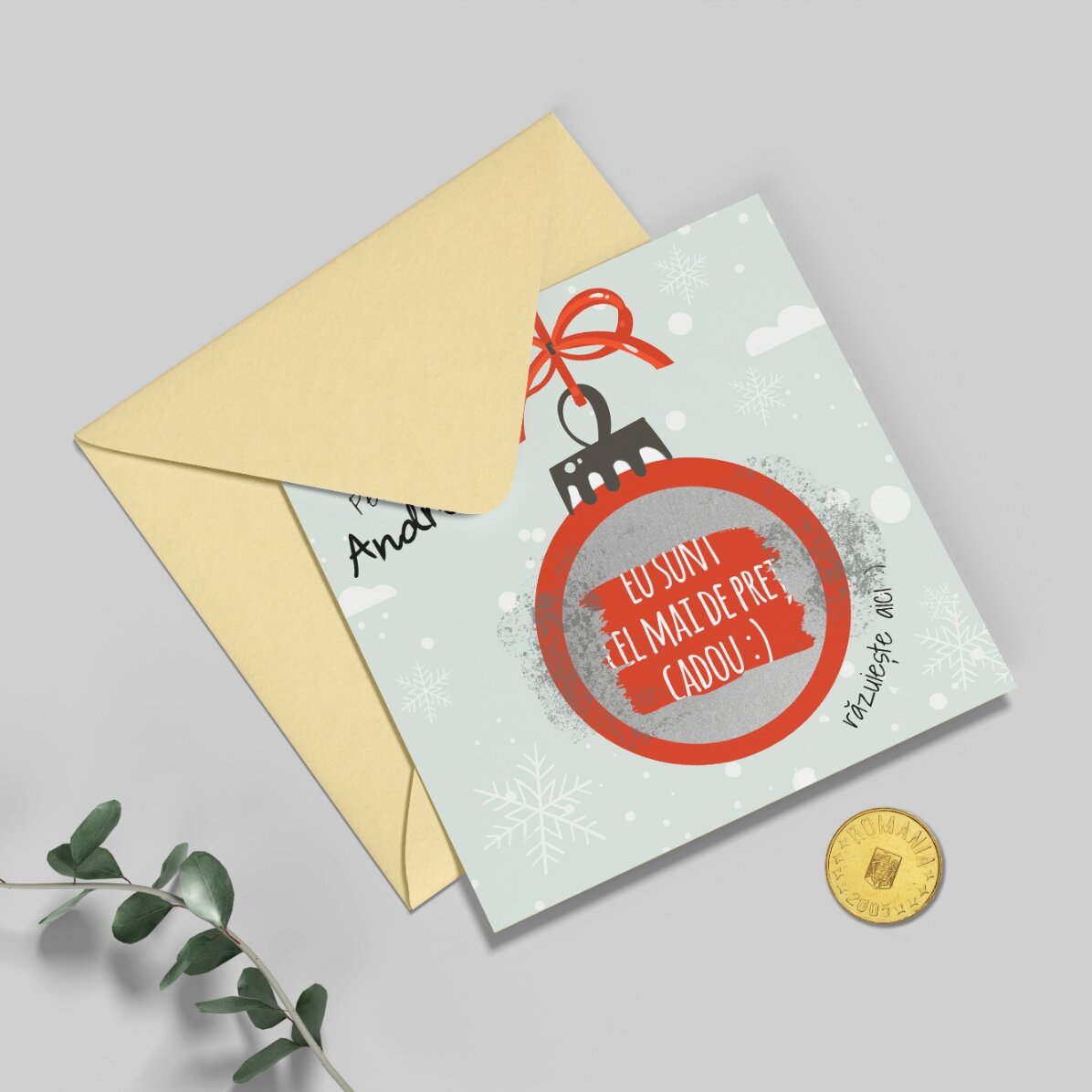 Carte à gratter personnalisée avec un message de Noël