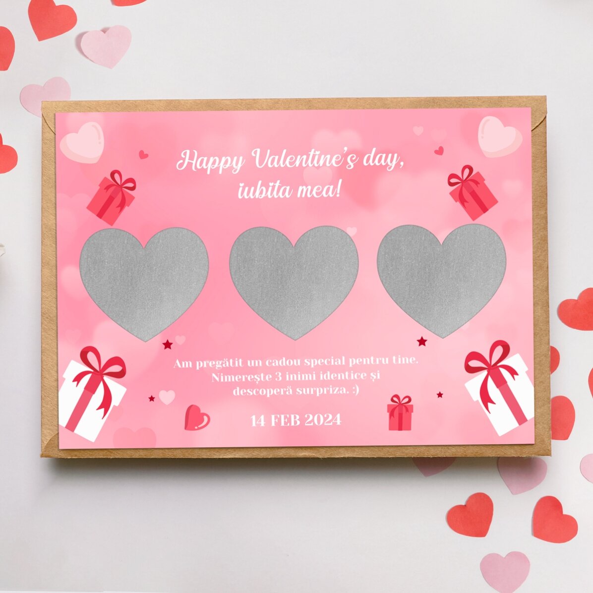 Carte à gratter personnalisée avec message - Amour