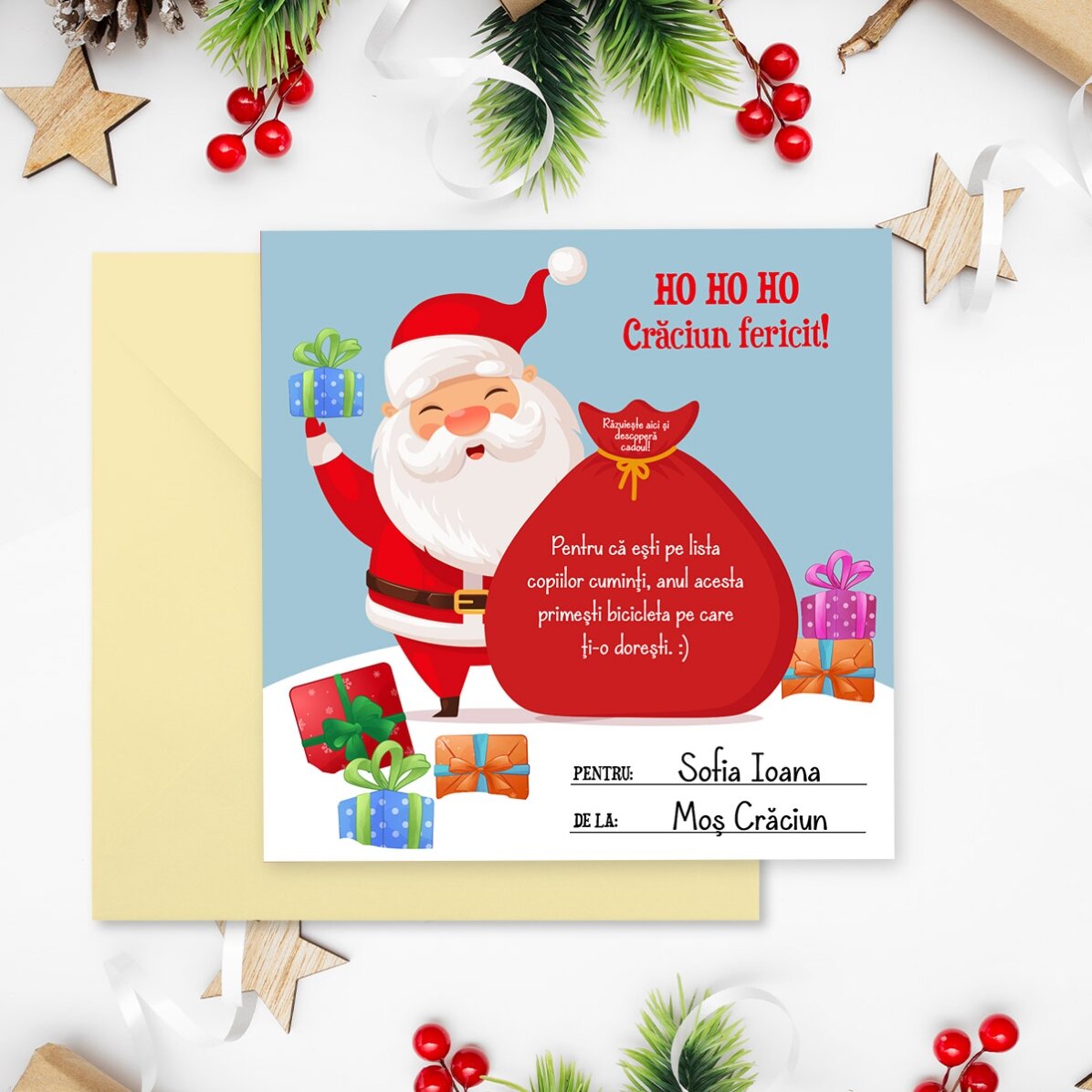 Gepersonaliseerde kraskaart met tekst - Kerstcadeau
